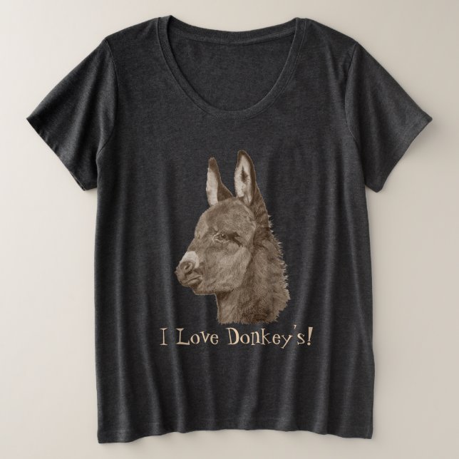 portrait picture cute donkey plus size T-Shirt (Design Front)