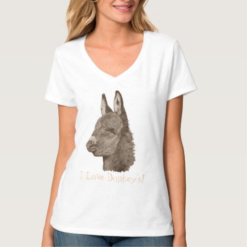 portrait picture of cute donkey T_Shirt