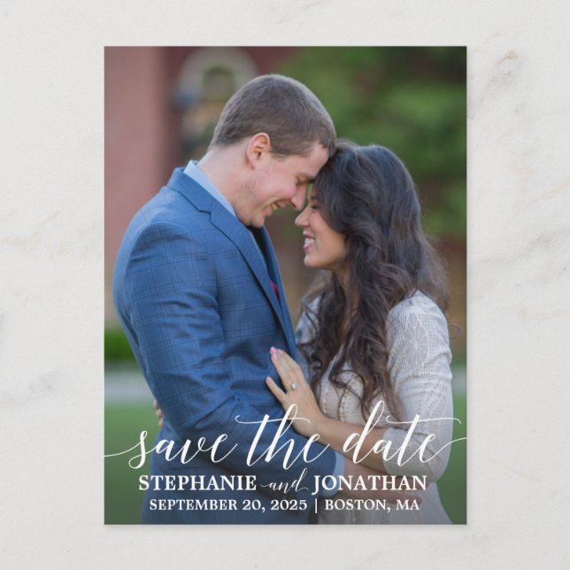 Portrait Picture Save The Date Postcard, Photo Postcard (Front)