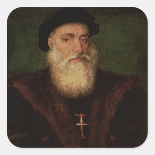 Portrait presumed to be of Vasco da Gama  c1524 Square Sticker
