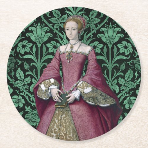 Portrait Princess Elizabeth Tudor Queen  Round Paper Coaster