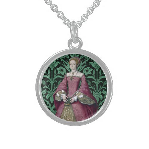 Portrait Princess Elizabeth Tudor Queen  Sterling Silver Necklace
