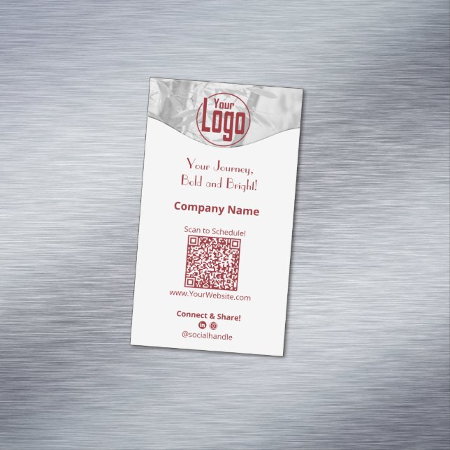 Portrait Red White Life Coach Company Business Card Magnet (In Situ)