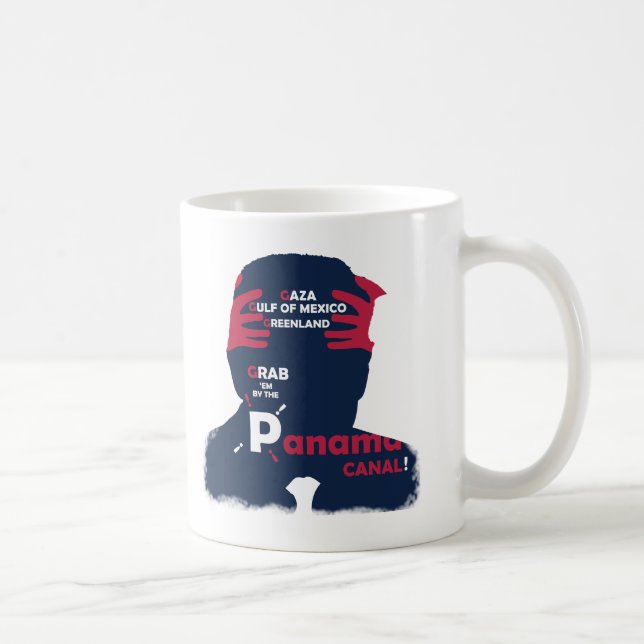 Portrait silhouette of President Trump with policy Coffee Mug (Right)
