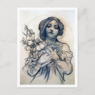 Portrait (Study), Alphonse Mucha Postcard