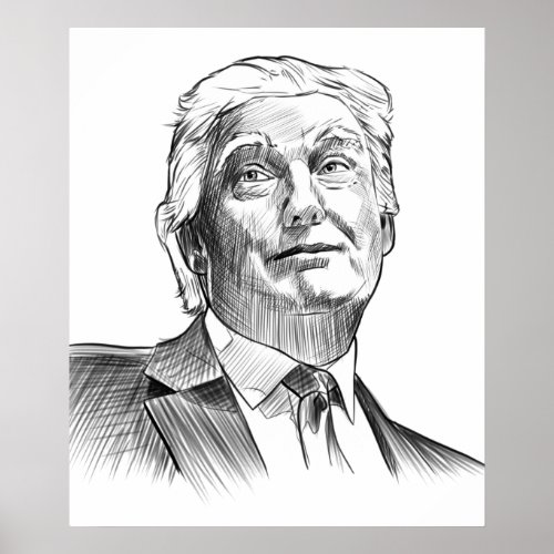 Portrait Style Sketch Donald Trump Poster