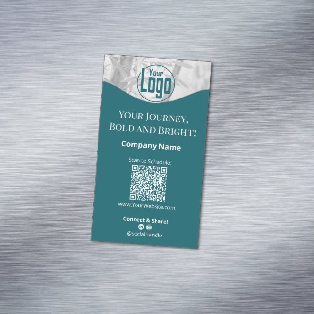 Portrait Teal White Life Coach Company Business Card Magnet (In Situ)