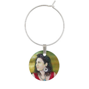 portrait wine glass charm