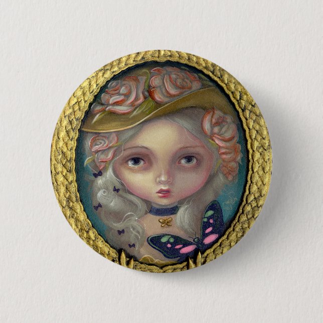 "Portrait with a Flowered Hat" Button (Front)