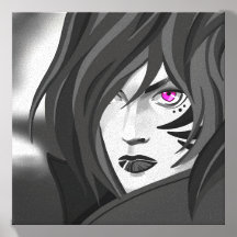 Portrait woman manga fuchsia eyes