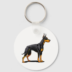 Portraits of a head Doberman dog front view Keychain