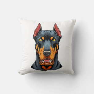 Portraits of a head Doberman dog front view Throw Pillow