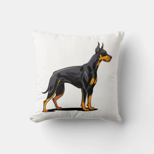 Portraits of a head Doberman dog front view Throw Pillow