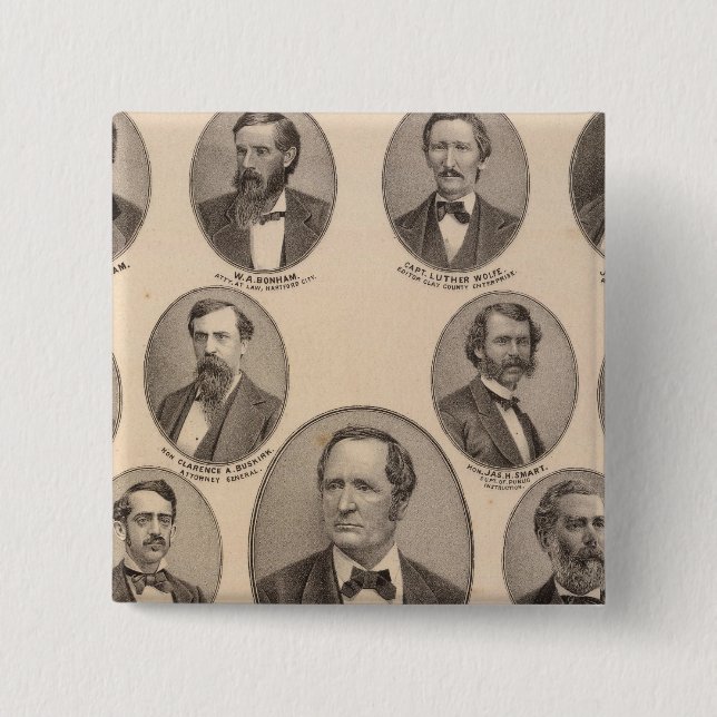 Portraits of Hon Thomas A Hendricks Pinback Button (Front)