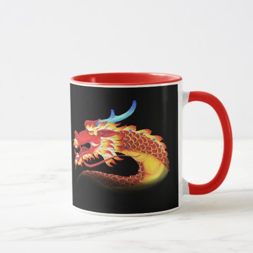 Portraits of Red Oriental and Occidental Dragons Mug