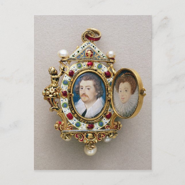 Portraits of unknown man and woman, c.1590 postcard (Front)