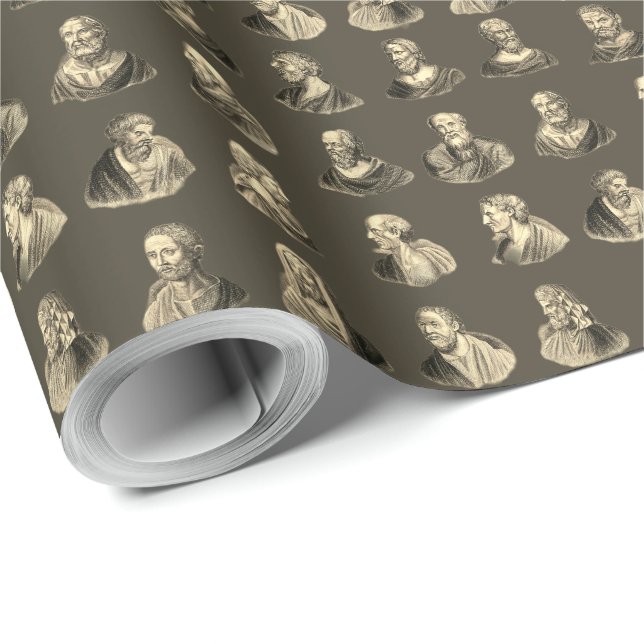 Portraits Pattern of Ancient Philosophers Wrapping Paper (Roll Corner)