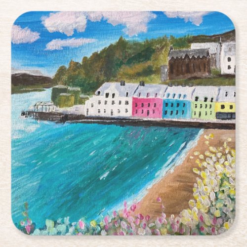 Portree Isle of Skye Scotland   Square Paper Coaster