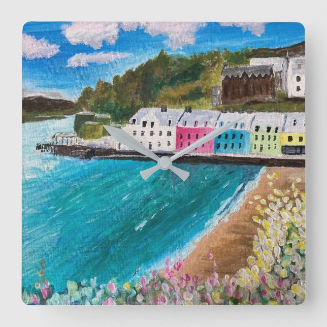 Portree Isle of Skye Scotland   Square Wall Clock (Front)