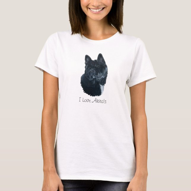 portrsit of cute black akita large dog T-Shirt (Front)
