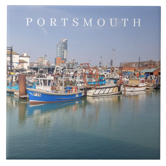 Portsmouth boats view ceramic tile (Front)