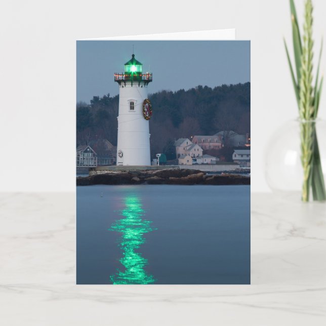Portsmouth Harbor Light Decorated Holiday Card (Front)