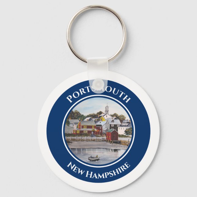 Portsmouth Harbor New Hampshire Painting Keychain (Front)