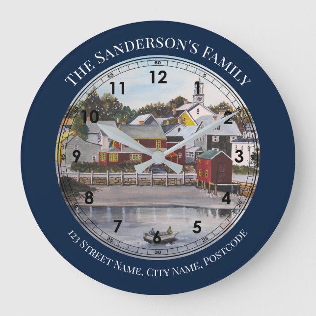 Portsmouth Harbor New Hampshire Painting Large Clock (Front)