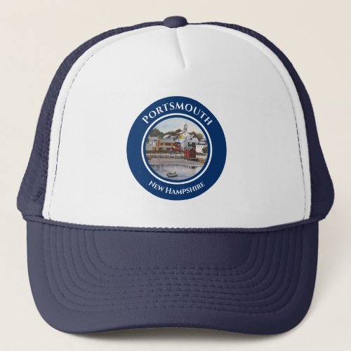 Portsmouth Harbor New Hampshire Painting Trucker Hat