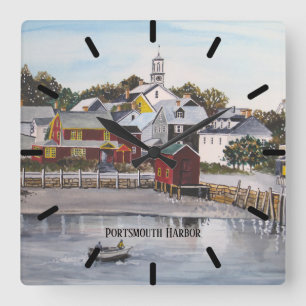 Portsmouth Harbor, New Hampshire Square Wall Clock