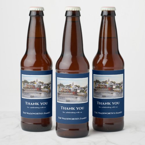 Portsmouth Harbor New Hampshire USA Painting Beer Bottle Label