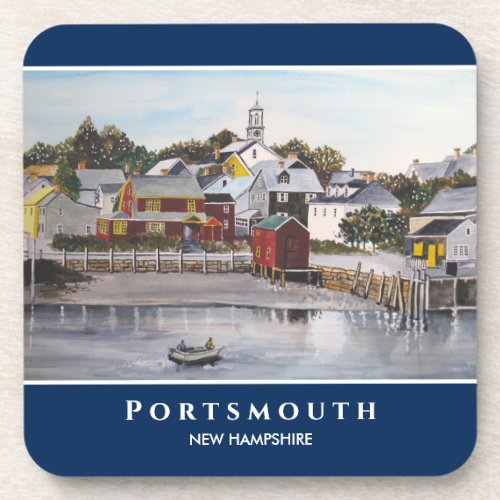 Portsmouth Harbor New Hampshire USA Painting Beverage Coaster