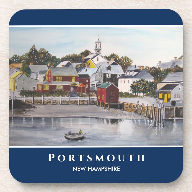 Portsmouth Harbor New Hampshire USA Painting Beverage Coaster (Front)