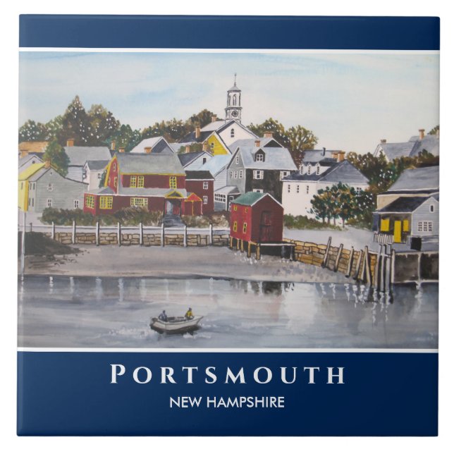 Portsmouth Harbor New Hampshire USA Painting Ceramic Tile (Front)