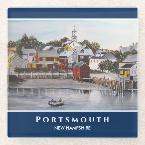 Portsmouth Harbor New Hampshire USA Painting Glass Coaster