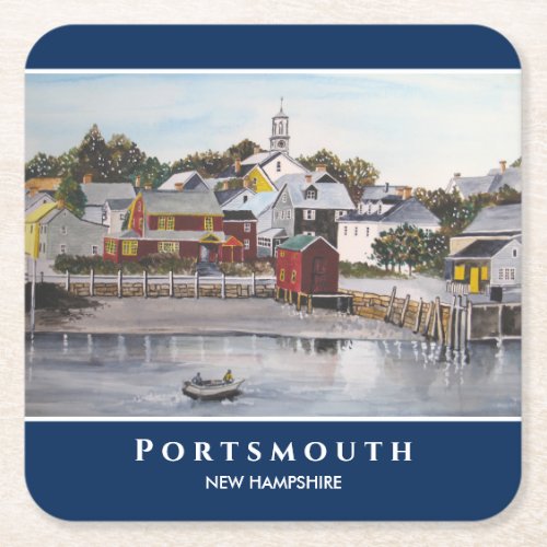 Portsmouth Harbor New Hampshire USA Painting Square Paper Coaster
