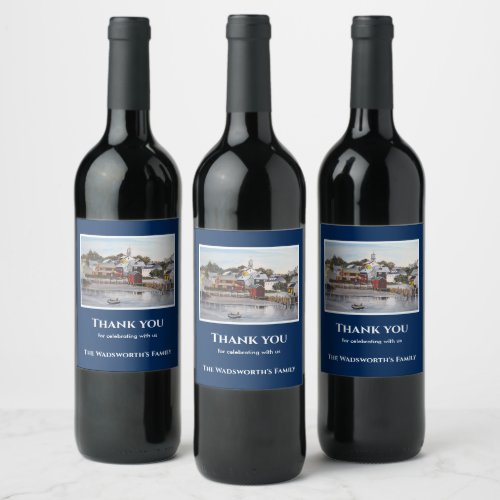 Portsmouth Harbor New Hampshire USA Painting Wine Label