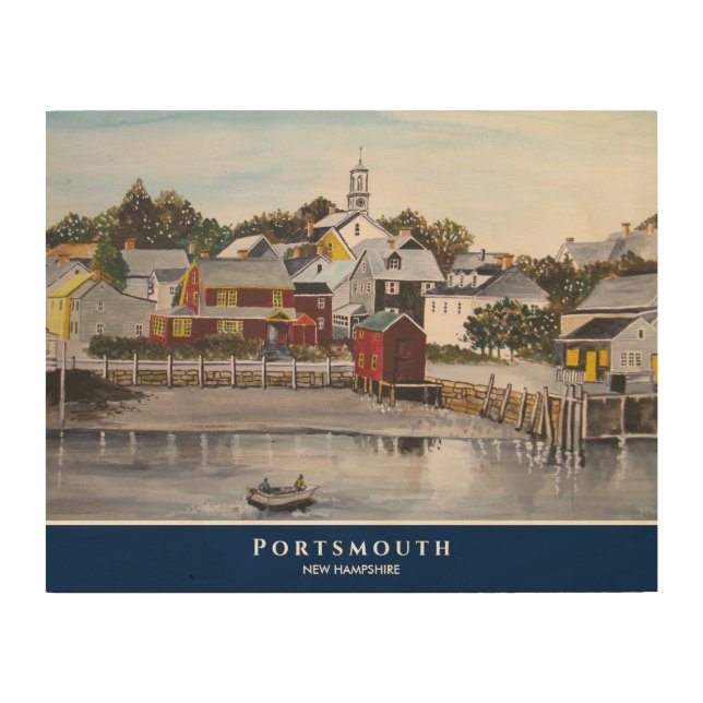 Portsmouth Harbor New Hampshire USA Painting Wood Wall Art (Front)