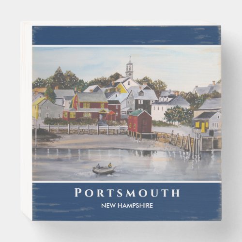 Portsmouth Harbor New Hampshire USA Painting Wooden Box Sign