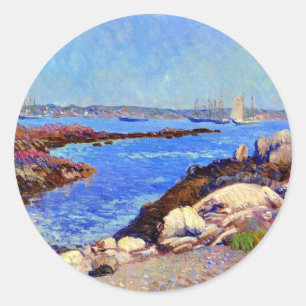 Portsmouth Harbor, NH fine art painting, Classic Round Sticker