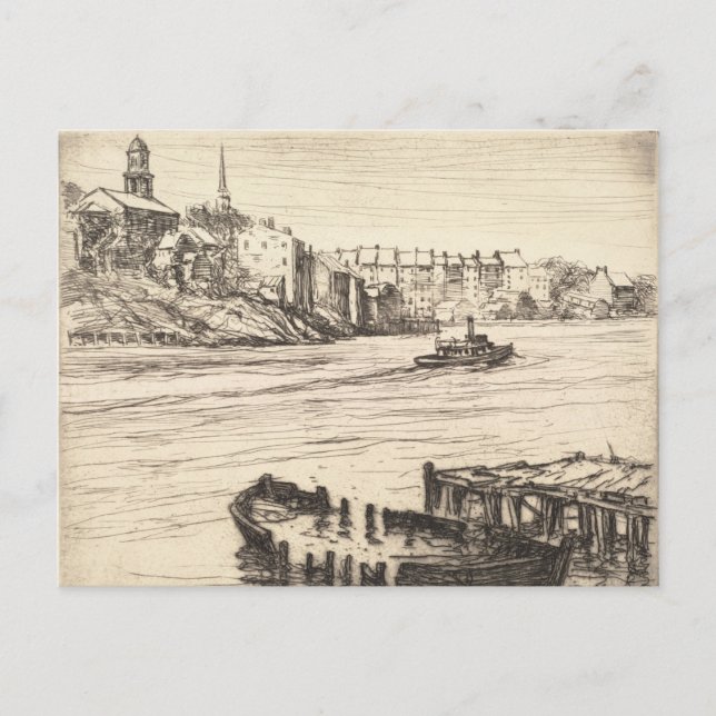 Portsmouth Harbor Vintage Postcard (Front)