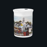 Portsmouth Harbour, New Hampshire Beverage Pitcher<br><div class="desc">Designed based on acrylic painting of Portsmouth Harbour in New Hampshire by Farida Greenfield. A lovely capture of Portsmouth Harbor cityscape in the autumn,  with its colorful buildings and a boat approaching the harbour. Please check my store for matching items.</div>