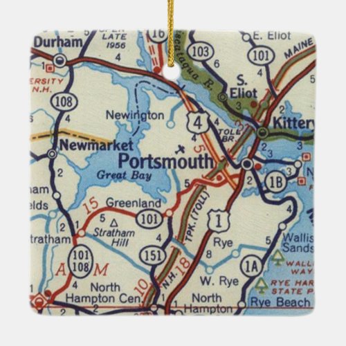 Portsmouth NH Vintage Map Ceramic Ornament