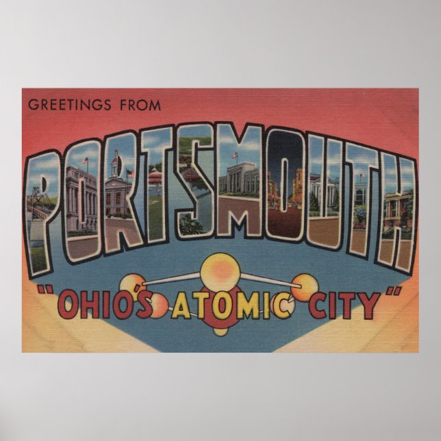 Portsmouth, Ohio - Large Letter Scenes Poster (Front)