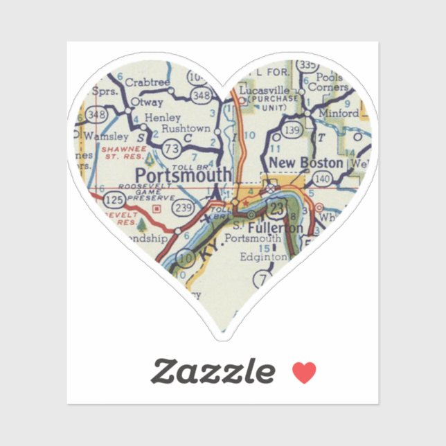 Portsmouth Ohio Retro Map Sticker (Sheet)