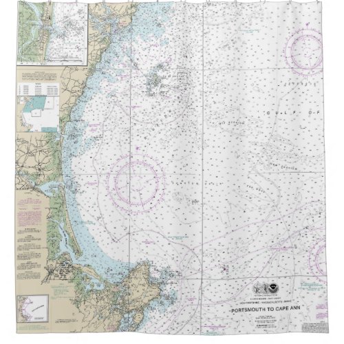 Portsmouth to Cape Ann Nautical Chart 13278 Shower Curtain