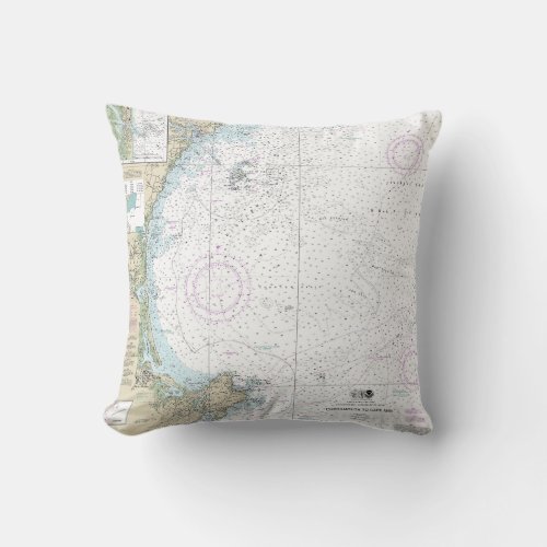 Portsmouth to Cape Ann Nautical Chart 13278 Throw Pillow