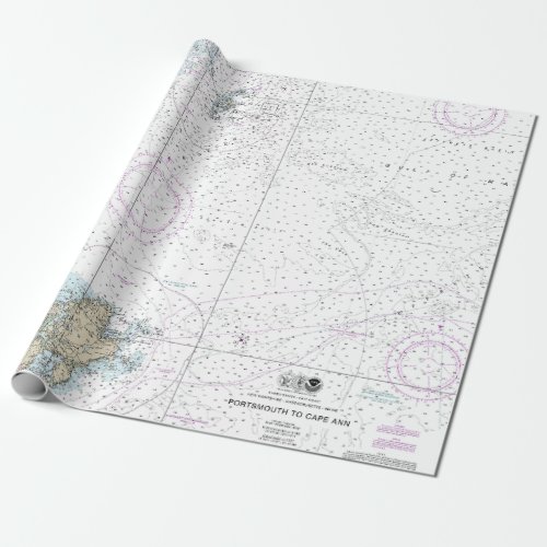 Portsmouth to Cape Ann Nautical Chart 13278 Wrapping Paper