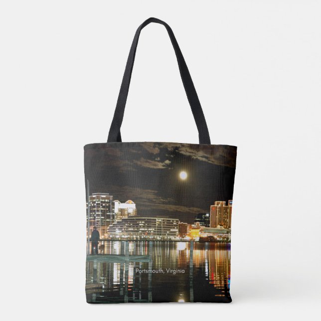 Portsmouth, Virginia cityscape photograph Tote Bag (Back)