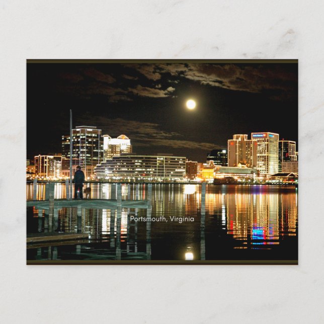 Portsmouth, Virginia skyline Postcard (Front)